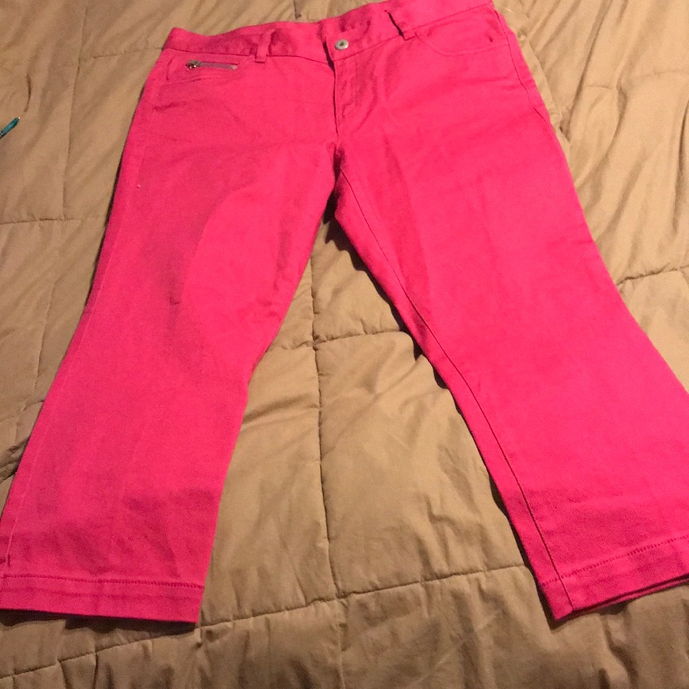 Bright pink jeans